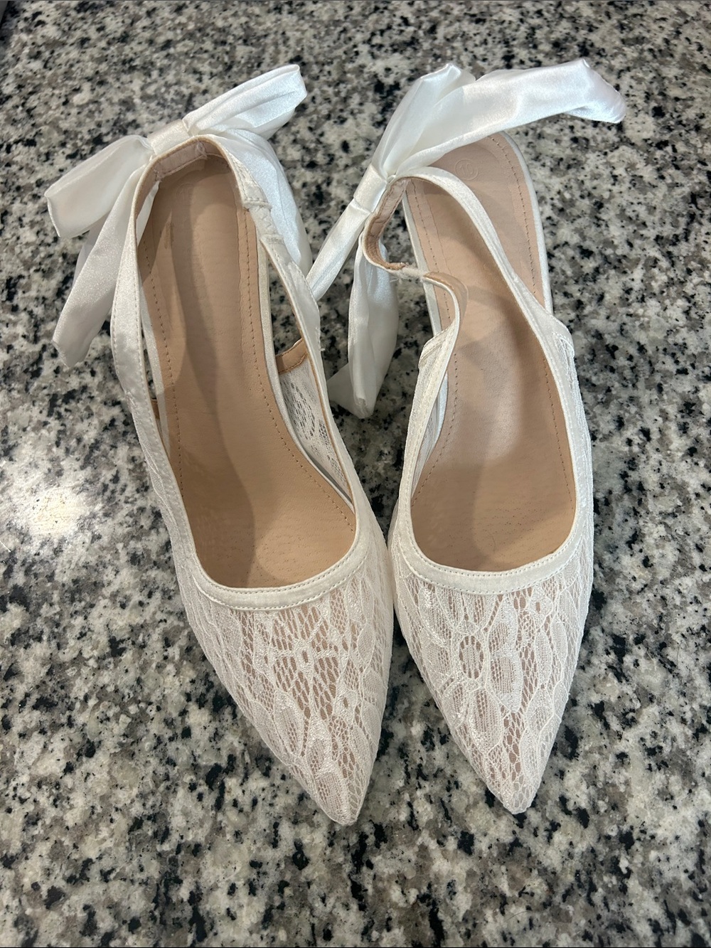 White Lace Heels